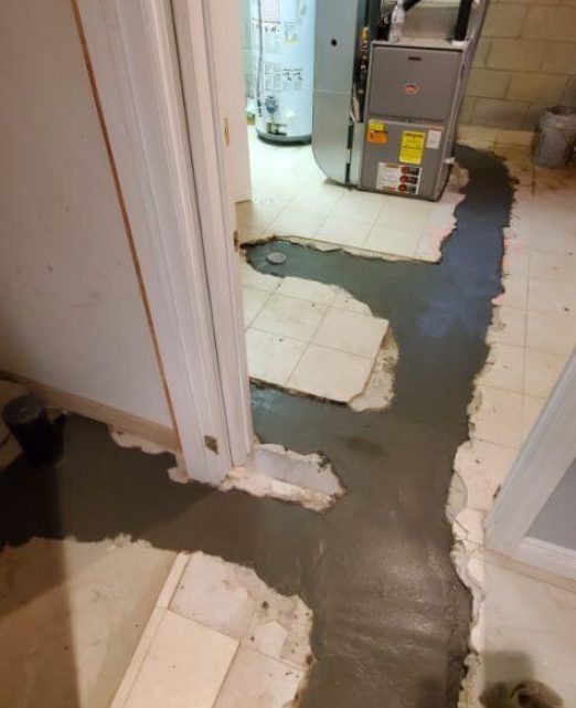 floor-refilled-after-drainage-installed-in-brampton